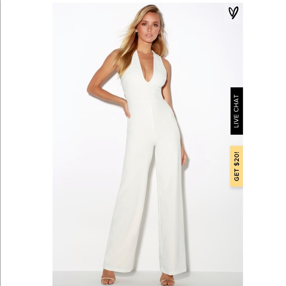 Lulus white flare leg jumpsuit